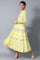 Yellow Round Neck Festive Dress