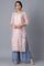 Pink Round Neck Printed kurta