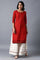 Scarlet Red Round Neck Striped kurta