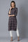 Grey Mandarin Neck Printed kurta