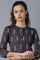 Grey Mandarin Neck Printed kurta