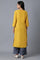 Yellow Round Neck Embroidered kurta