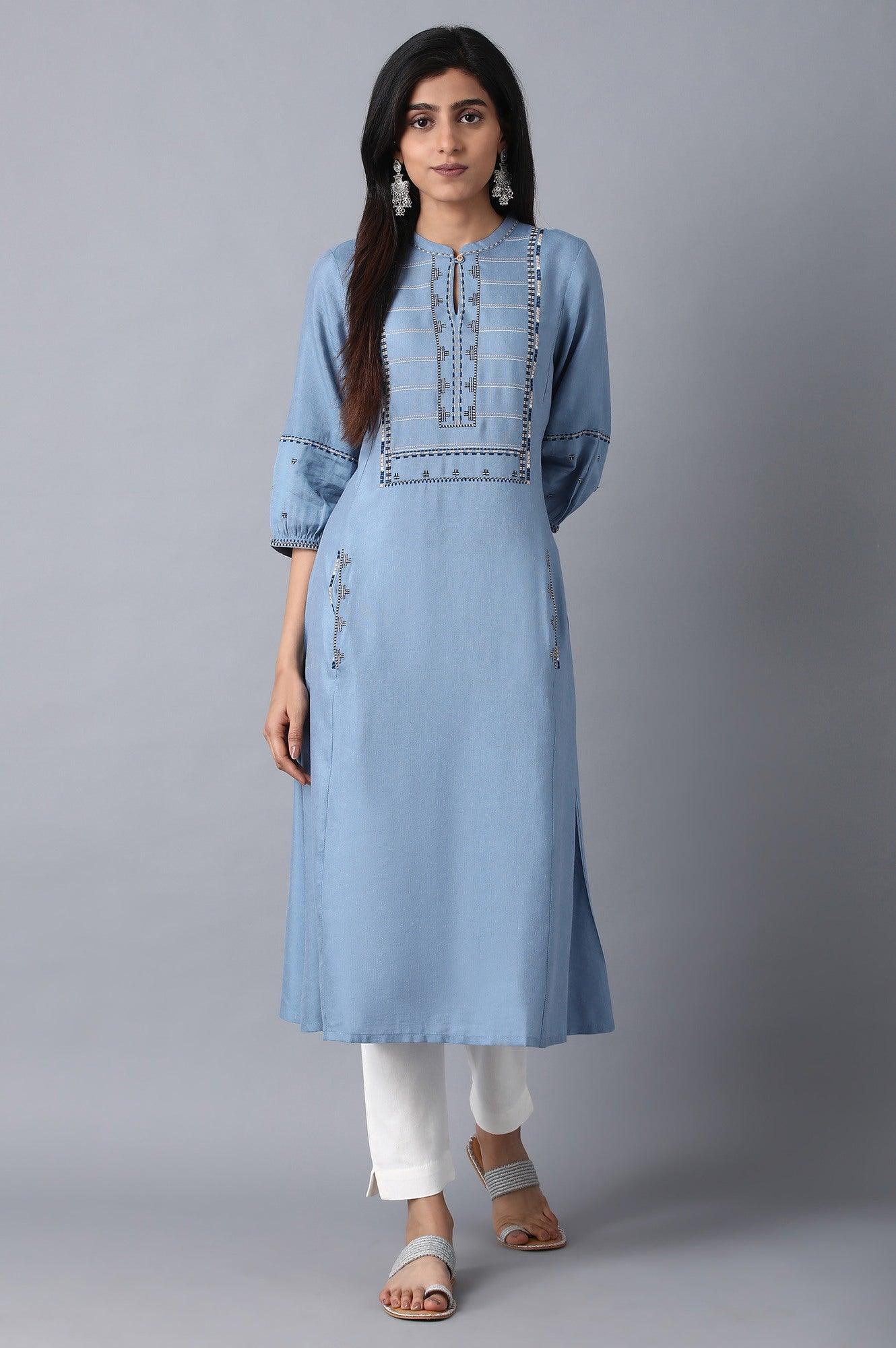 Denim Blue A-Line kurta