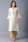 Ecru Round Neck Printed kurta