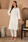 White Round neck Cotton Flax Straight Kurta