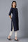 Navy Blue Round Neck Solid kurta