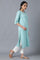 Blue Round Neck Solid kurta