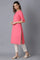 Pink Round Neck Solid kurta