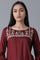 Maroon Embroidered straight kurta