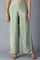 Green Embroidered Parallel Pants
