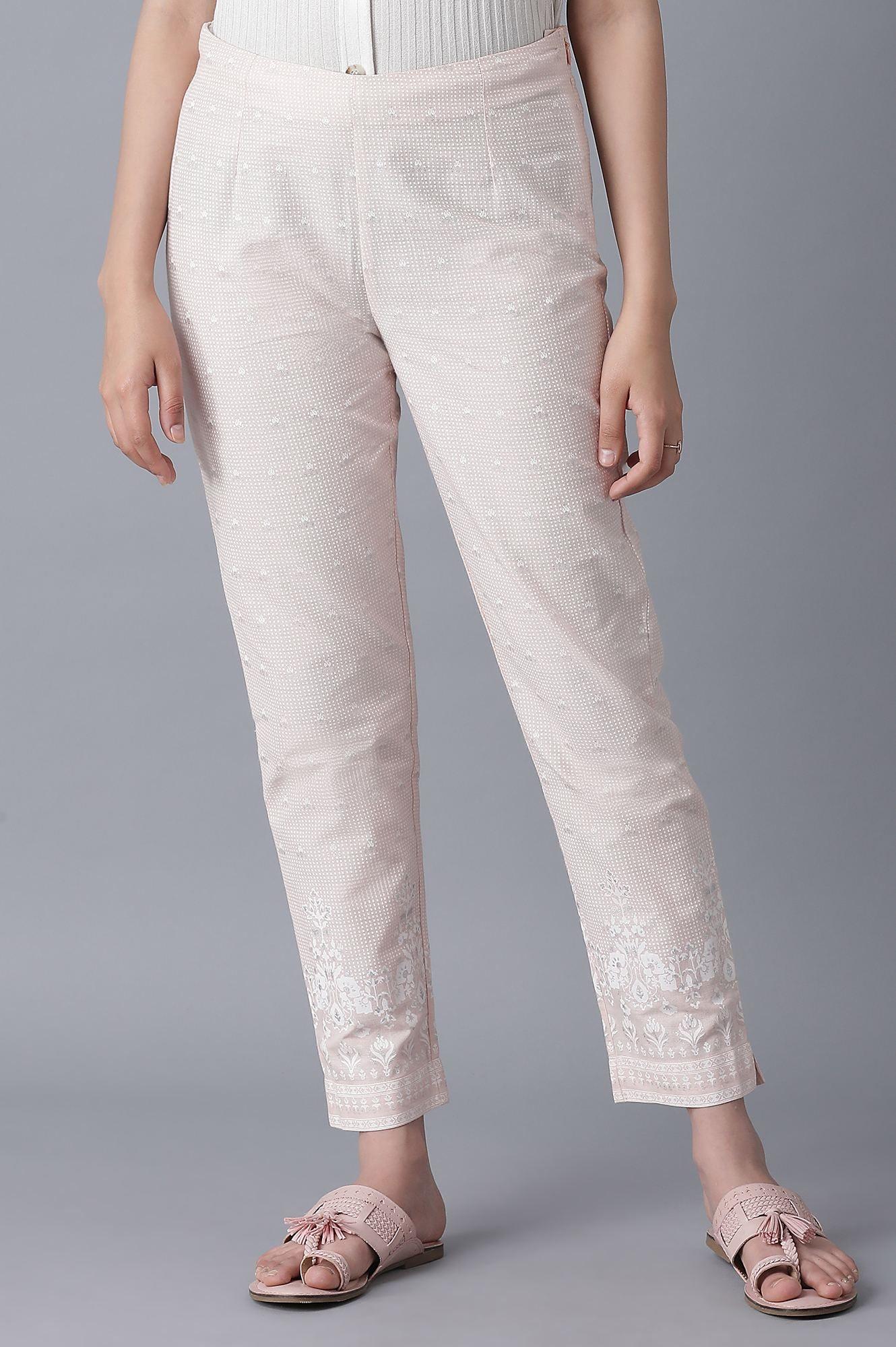 Light Orange Printed Slim Pants