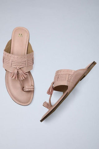 Pink Braided Kolhapuri Flats