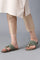 W Solid Green Round Toe Flat