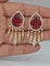 Designer Zirconia Gold Polish Crimson Royal Drop Dangler Earrings