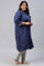 Blue Floral Print Ethnic kurta With Sequins