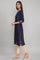 Navy Blue Solid Straight kurta