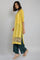 Yellow Embroidered Striped Straight kurta