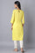 Yellow Printed kurta with Embroidery