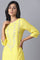 Yellow Printed kurta with Embroidery