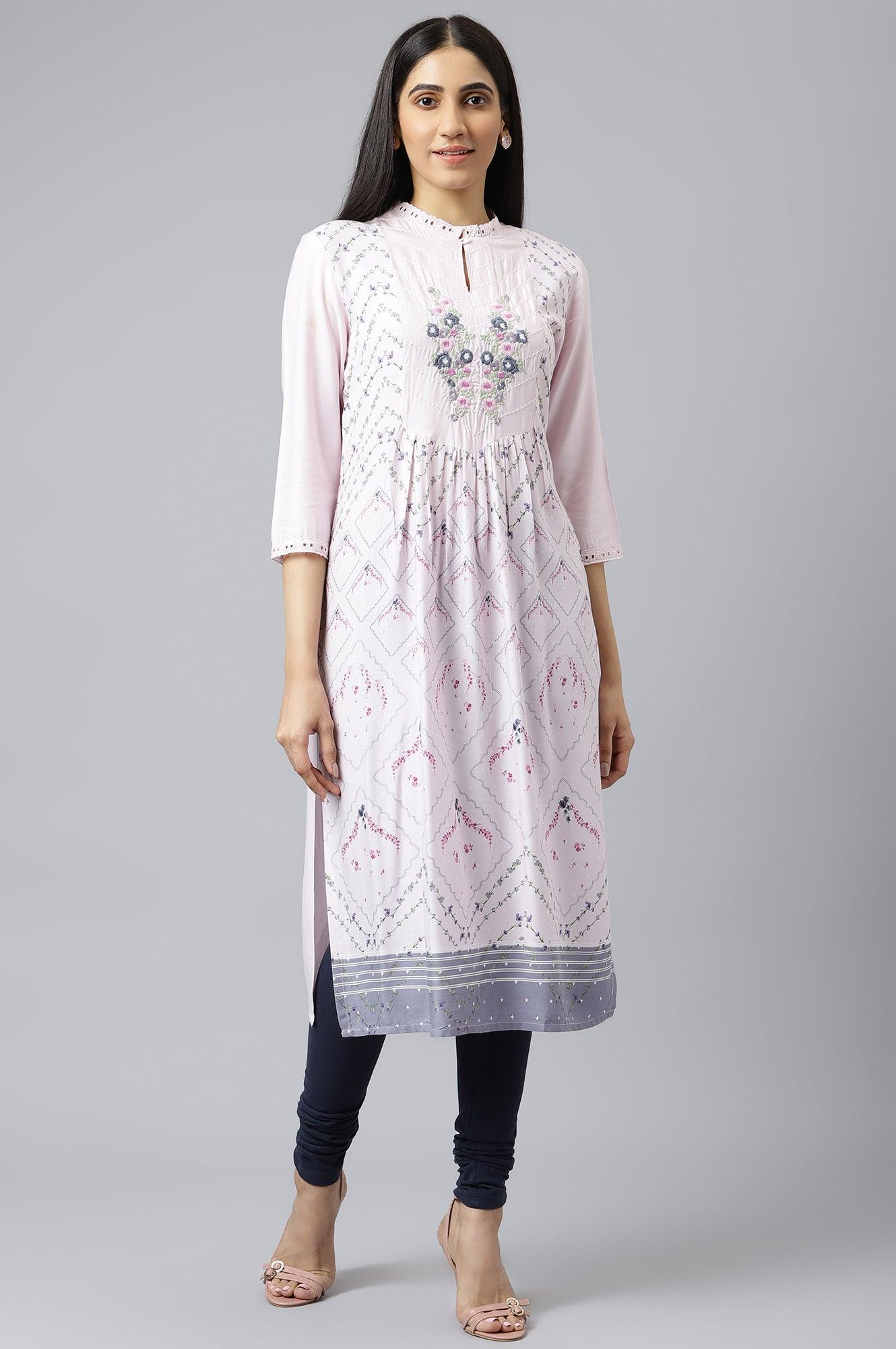 Orchid Pink Floral Print kurta