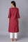 Maroon A-line kurta with Embroidery