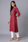 Maroon A-line kurta with Embroidery