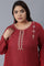 Scarlet Red Polka Dots Print Flared kurta