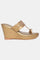 W Embroidered Antique Gold Almond Toe Platform