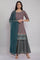 Green Printed Straight kurta-Culottes-Dupatta Set