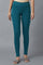 Blue Cotton Lycra Cropped Tights