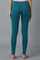 Blue Cotton Lycra Cropped Tights