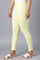 Yellow Solid Skinny Cotton Cropped Tights With Elasticated Waist