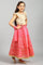 Beige Top-Pink Skirt-Dupatta Girls Set