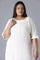 Ecru Round Neck Solid kurta