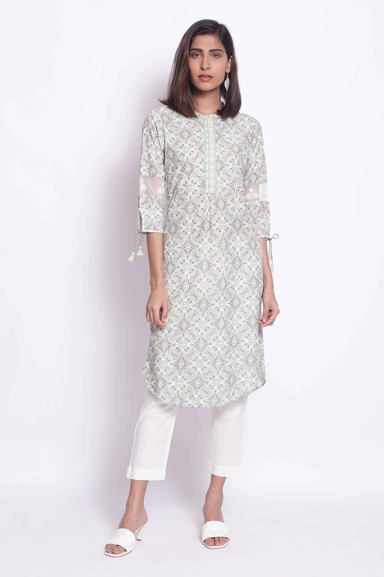 Iceberg Green Floral Print kurta