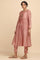 Dusty Pink Pleated kurta in Cotton Silk