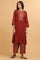 Red Solid kurta in Lustrous Modal Satin