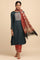Red Cotton Silk Block Printed Drape