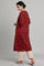 Red Hand Block Print A-Line kurta