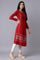 Salsa Red A-line Winter kurta