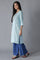 Blue Embroidered Panelled kurta Palazzos Set