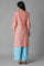 Pink Embroidered Geometric Print kurta Palazzos Set