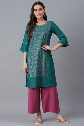 Blue kurta-Pink Palazzo Set