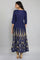 Navy Blue Round Neck Flared Dress