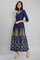 Navy Blue Round Neck Flared Dress