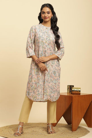 Soft Multicoloured Floral Print A-Line Kurta