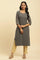 Grey Foil Printed Festive Kurta