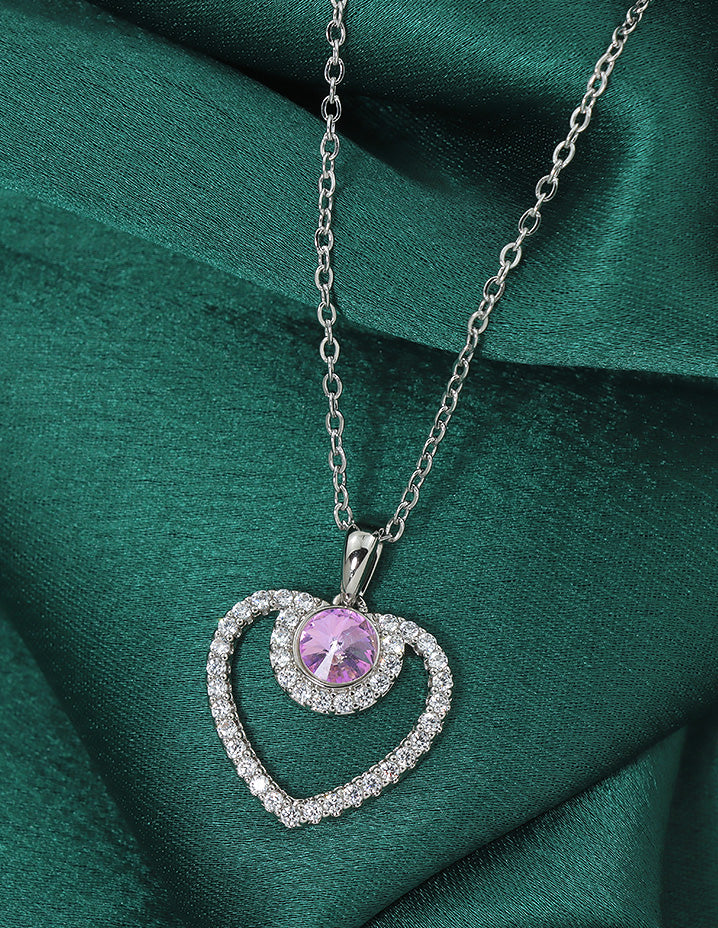 Swarovski Crystal Amethyst Spark Heart Chain Pendant