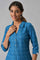 Blue Check Printed Shirt Collar kurta