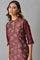Brown Floral Printed Sequined Ethnic kurta
